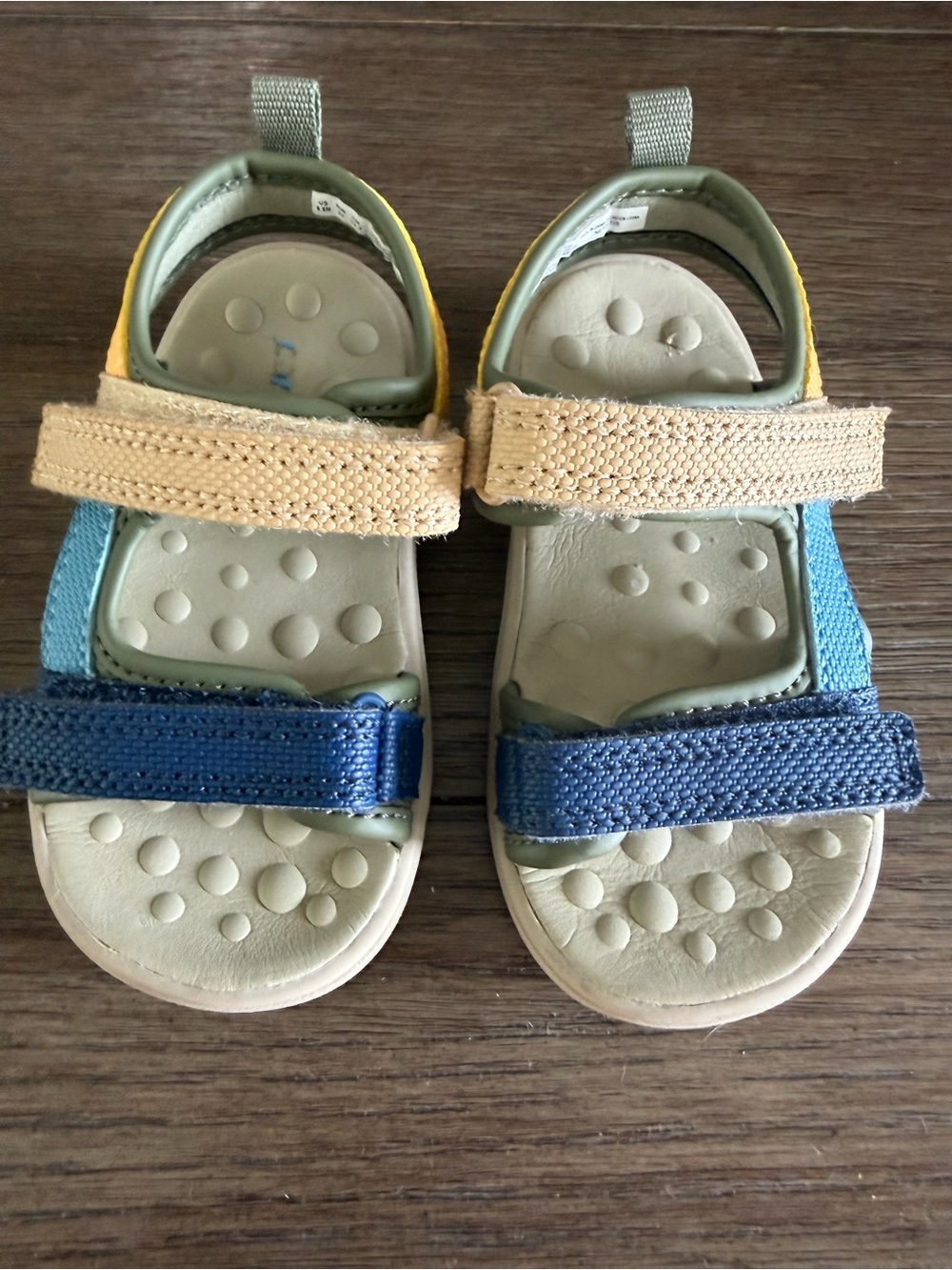 Carter’s Toddler Size 6.5 Sport Sandals Blue Tan Yellow